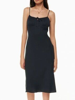 Aritzia Wilfred Black Bellow Midi Dress, Size 8